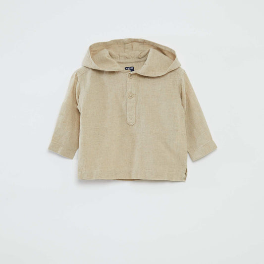 Plain shirt with hood BEIGE