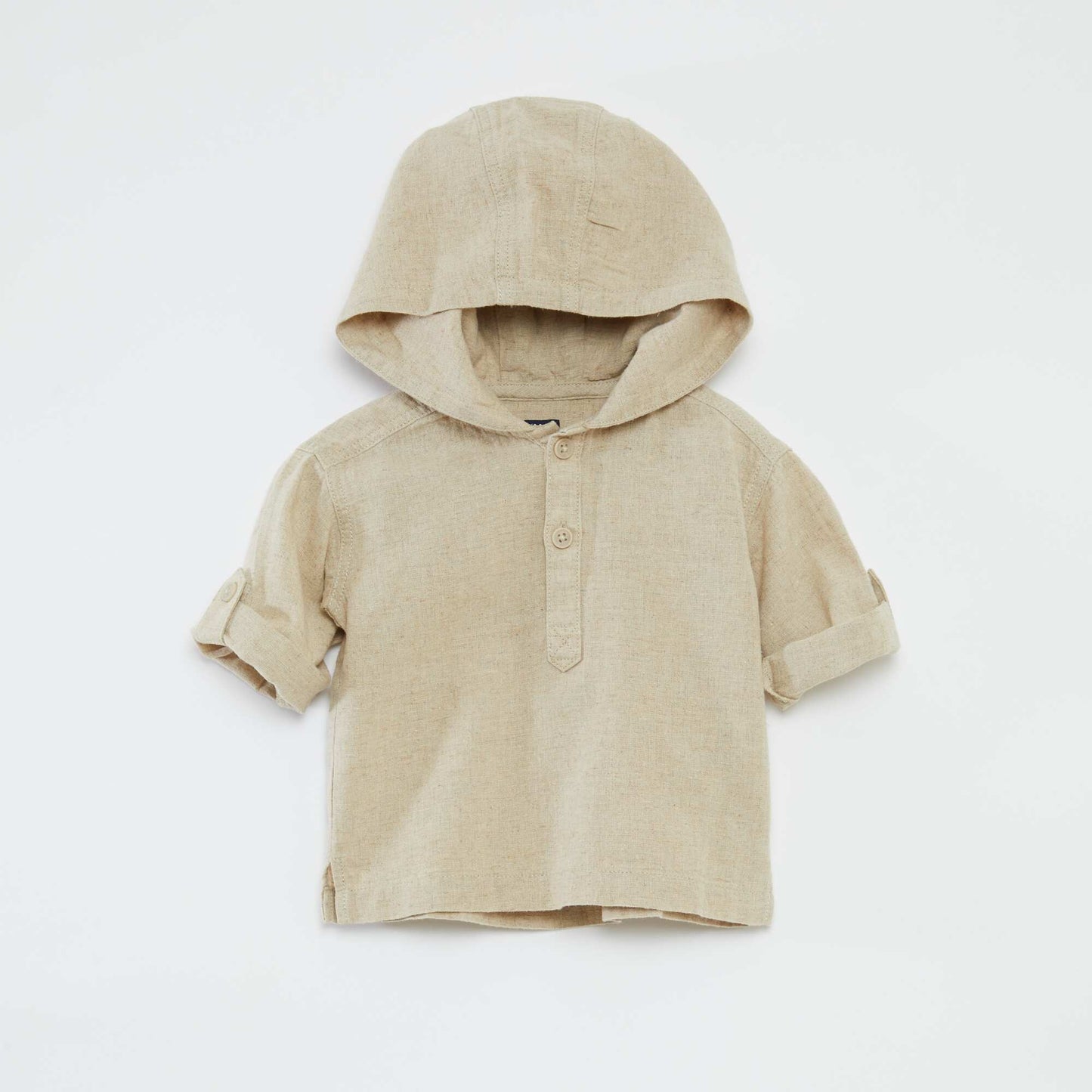 Plain shirt with hood BEIGE