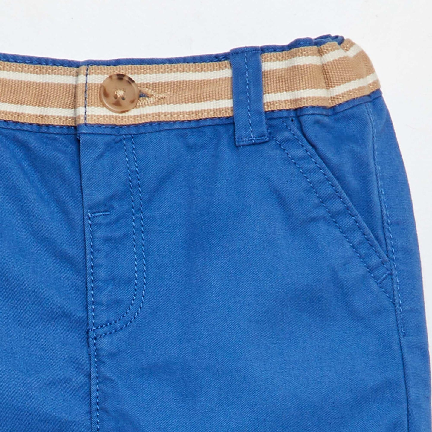 Chino shorts with mock belt BLUE