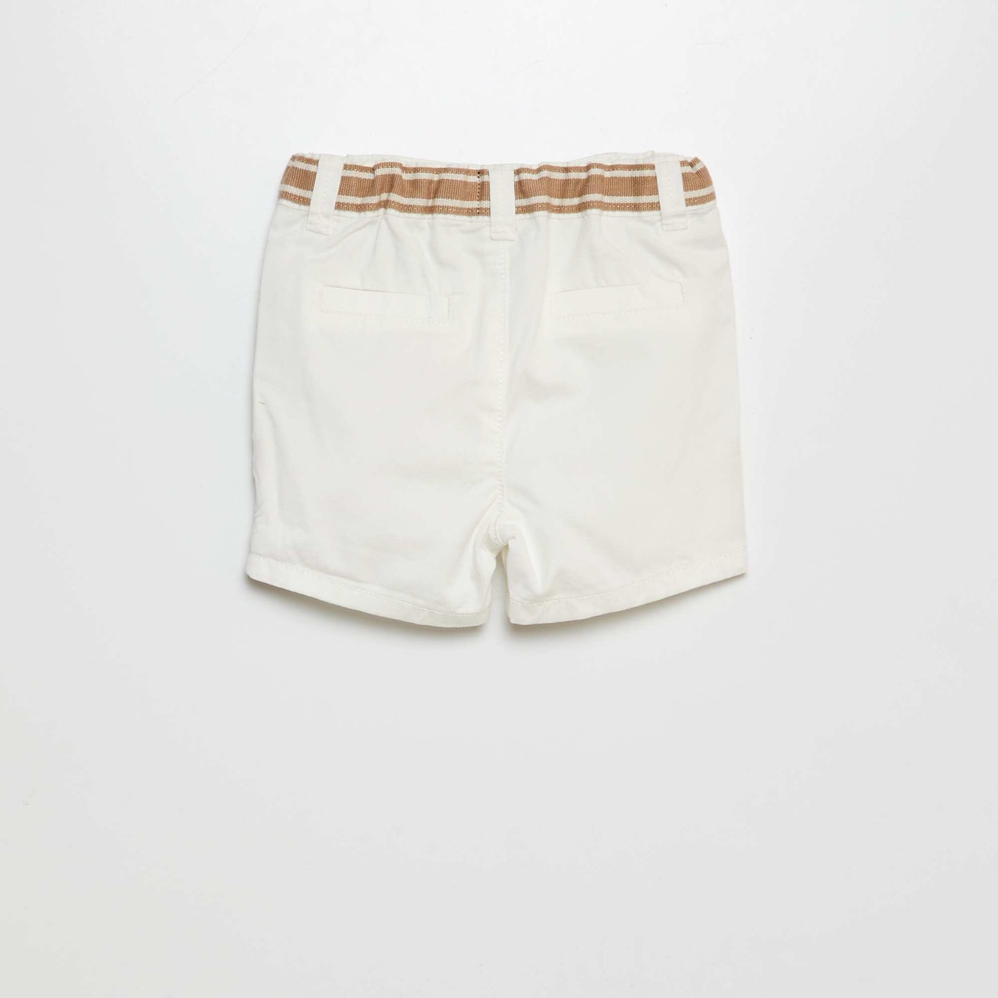 Chino shorts with mock belt WHITE