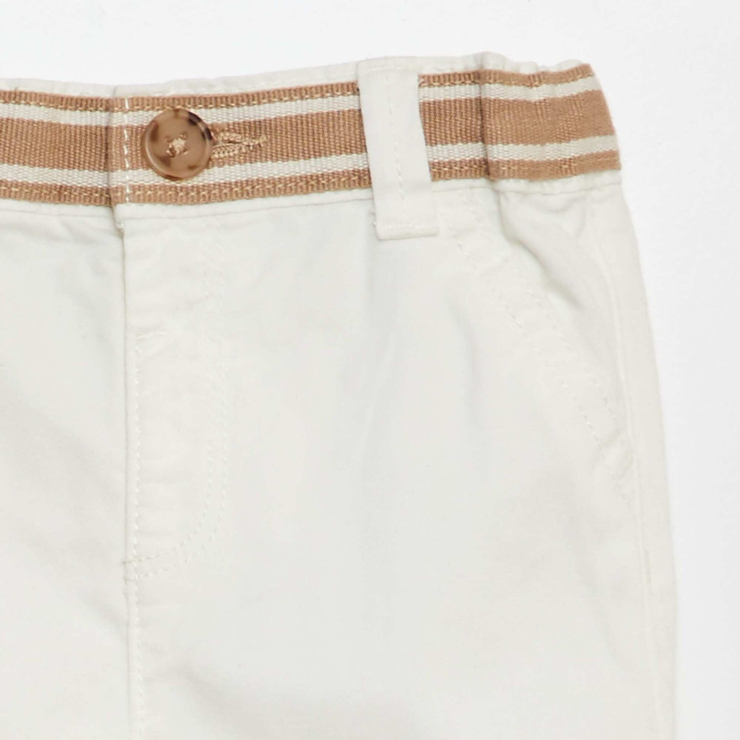 Chino shorts with mock belt WHITE