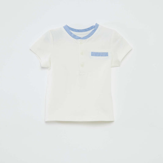 Short-sleeved polo shirt with contrasting collar WHITE