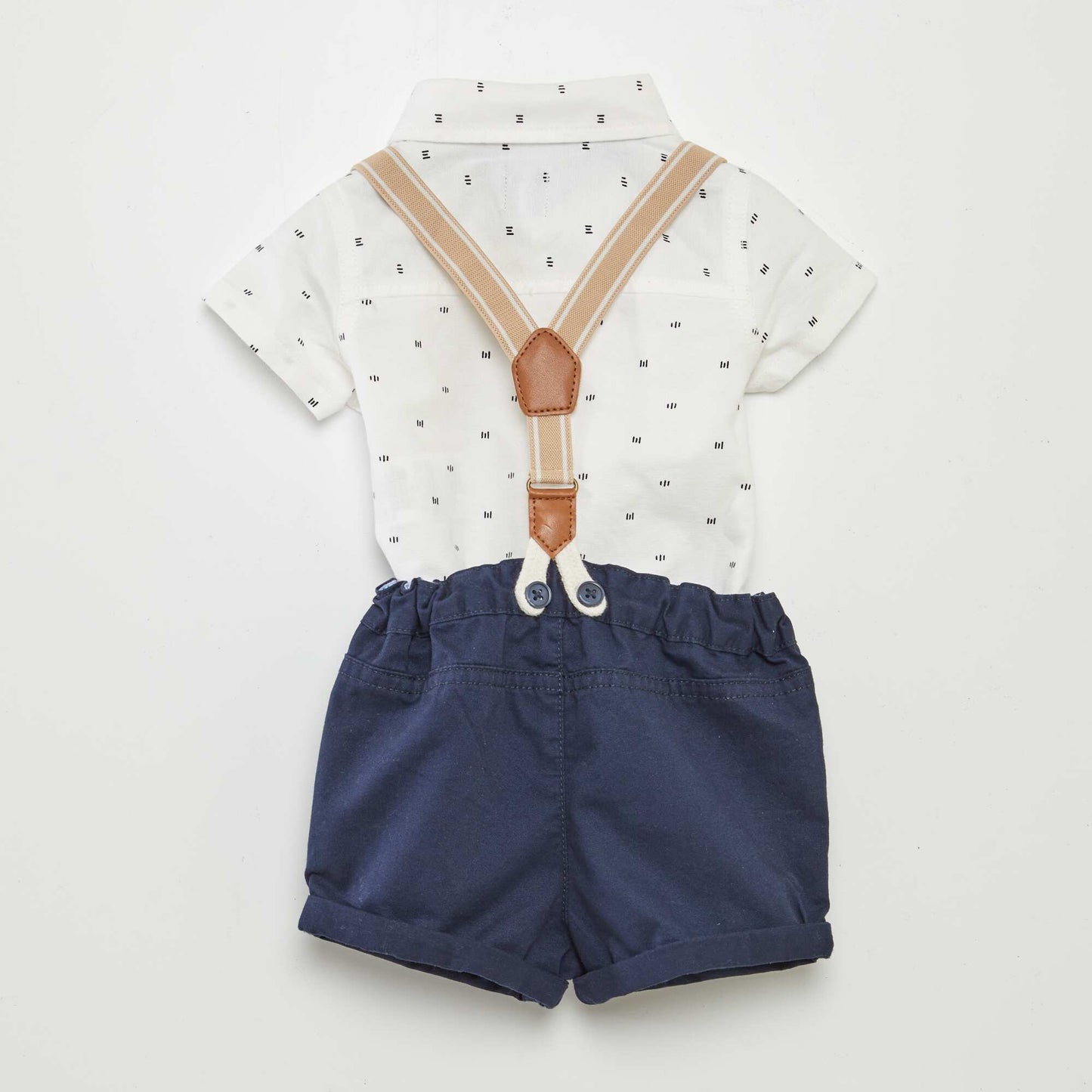 Shirt  shorts and braces set - 3-piece set WHITE