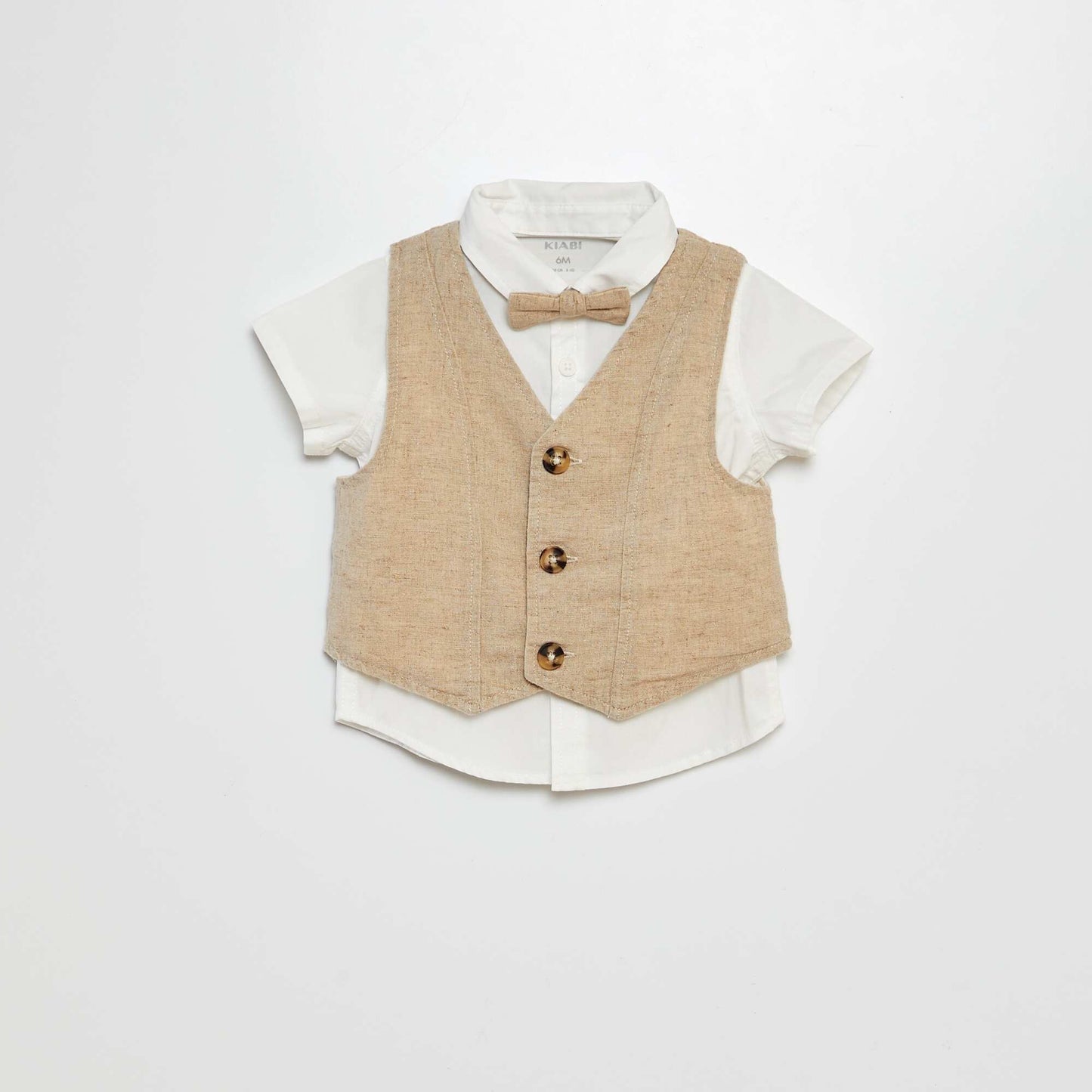 Shirt  chino shorts  waistcoat and bow tie set - 4-piece set WHITE