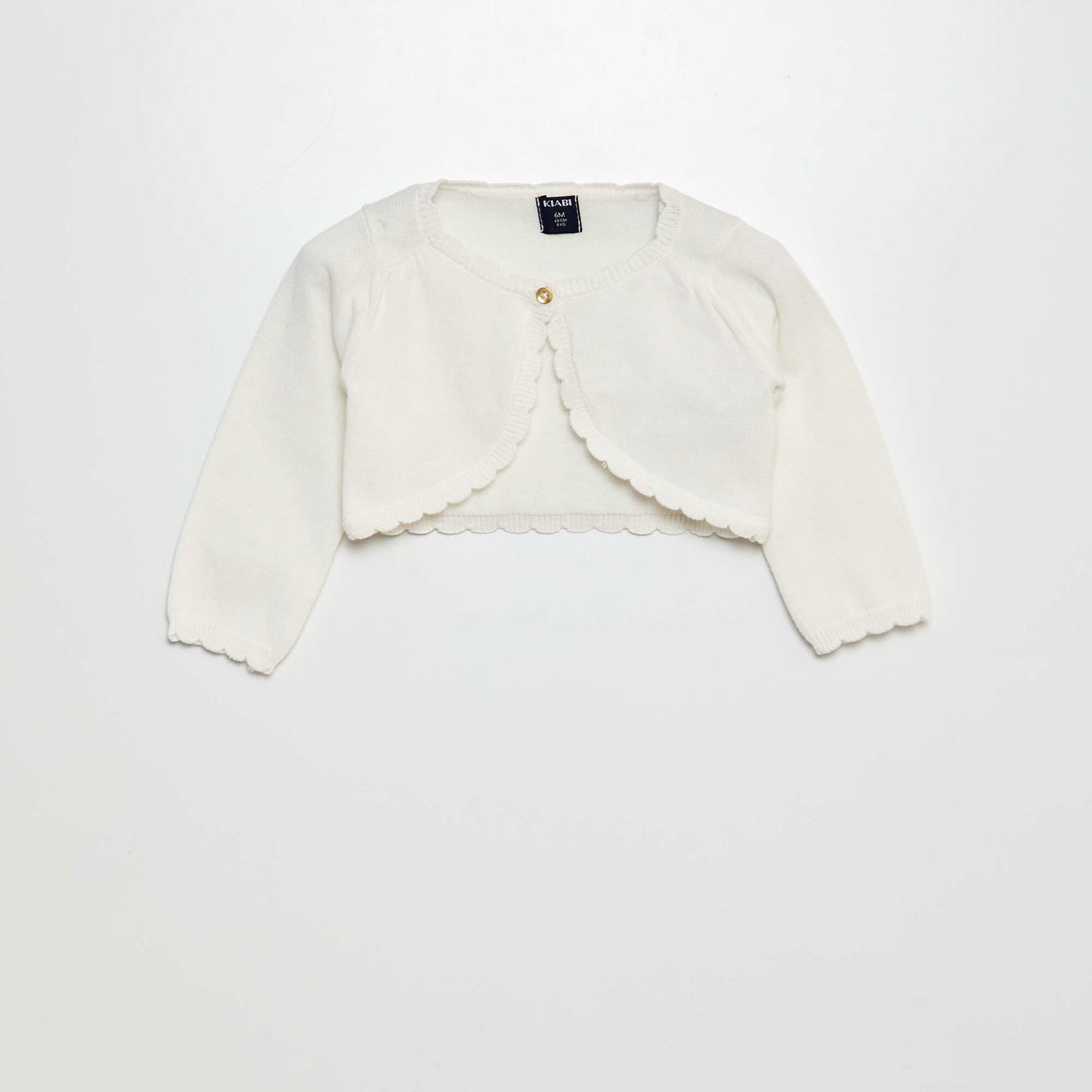 Bolero cardigan with scalloped edging WHITE