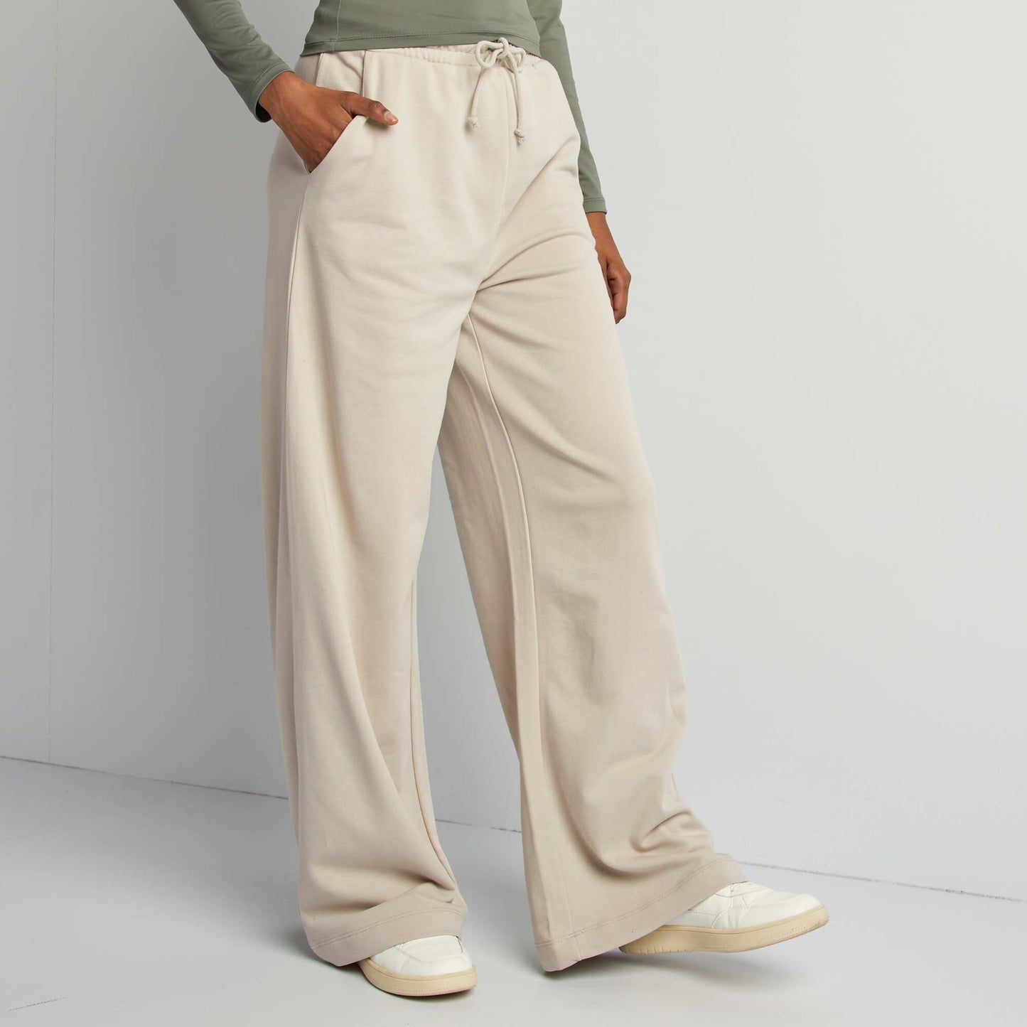 Plain wide-leg joggers BEIGE