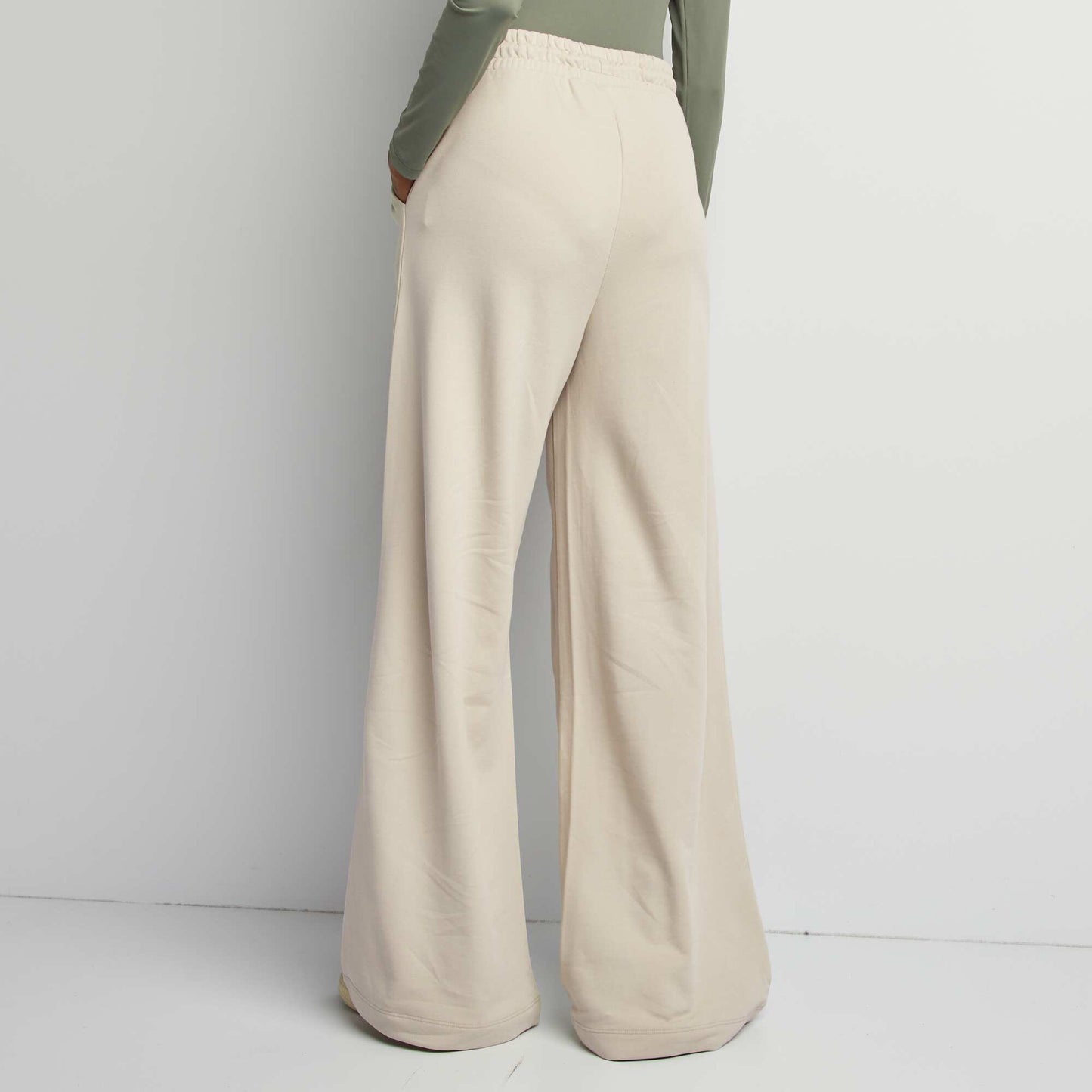 Plain wide-leg joggers BEIGE