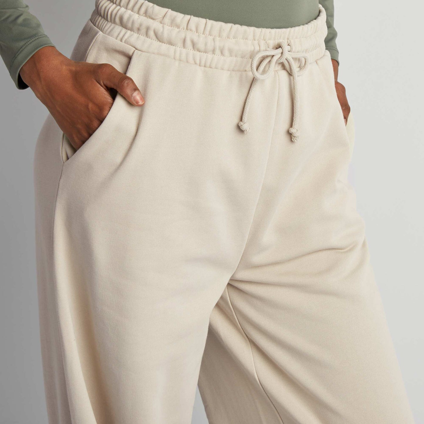 Plain wide-leg joggers BEIGE