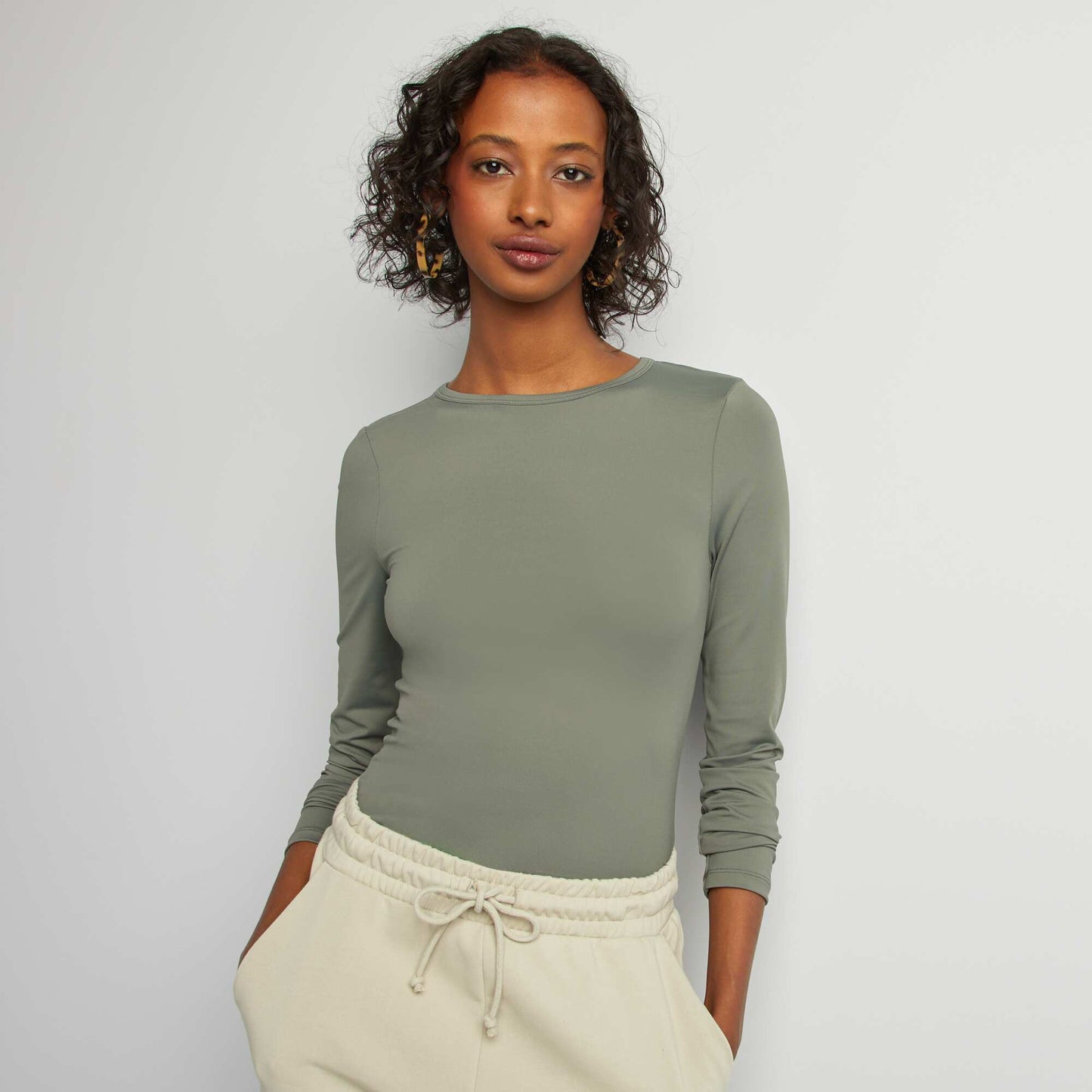 Stretch long-sleeved T-shirt GREEN