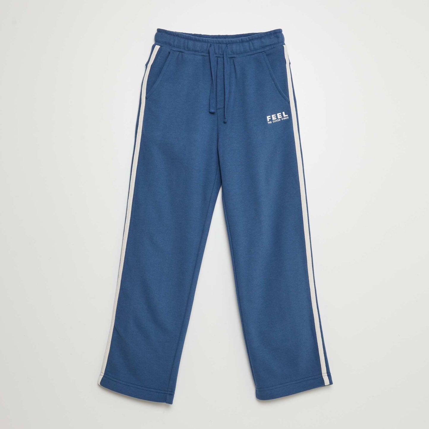 Wide-leg joggers with contrasting stripes BLUE