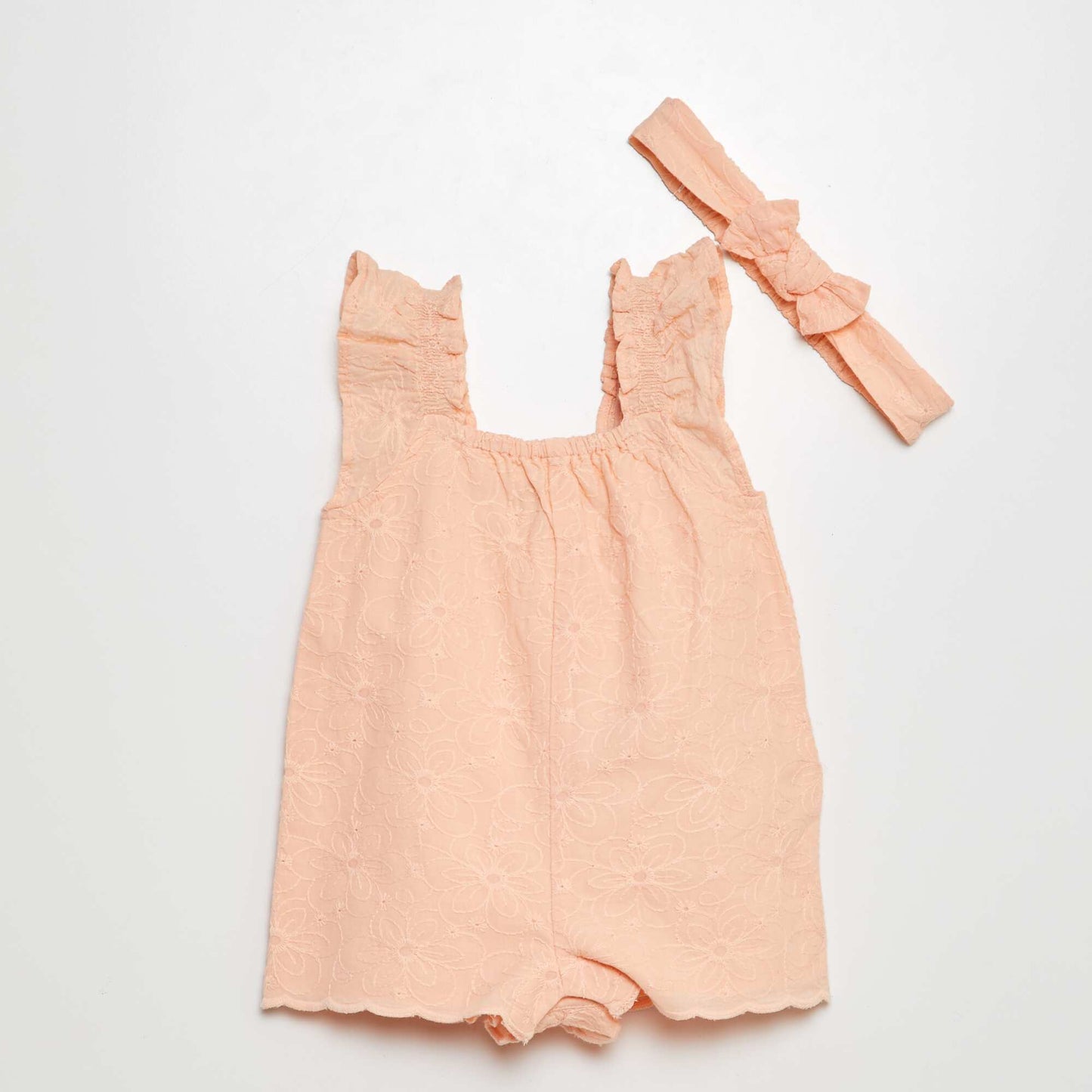 Short embroidered playsuit + headband ORANGE