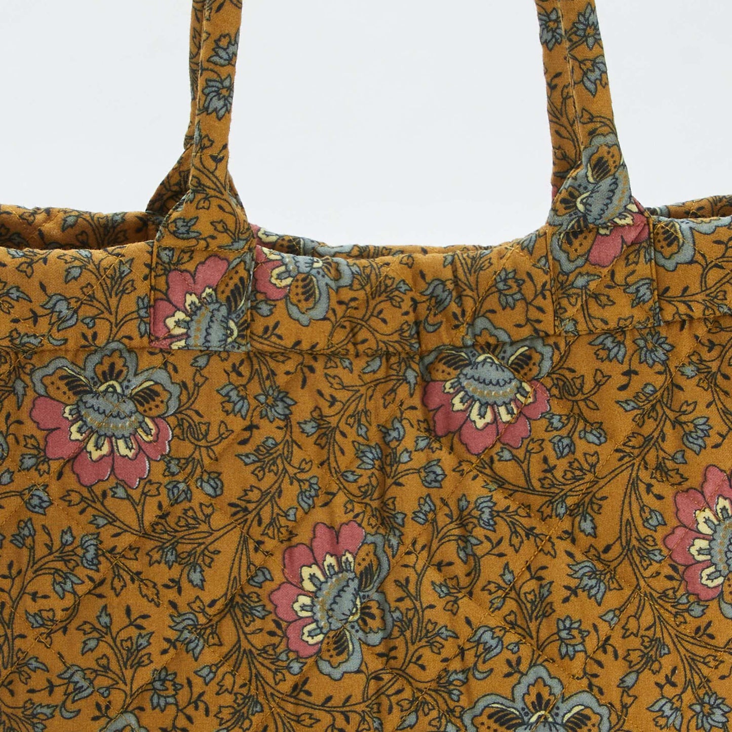 Printed quilted shopper yellow