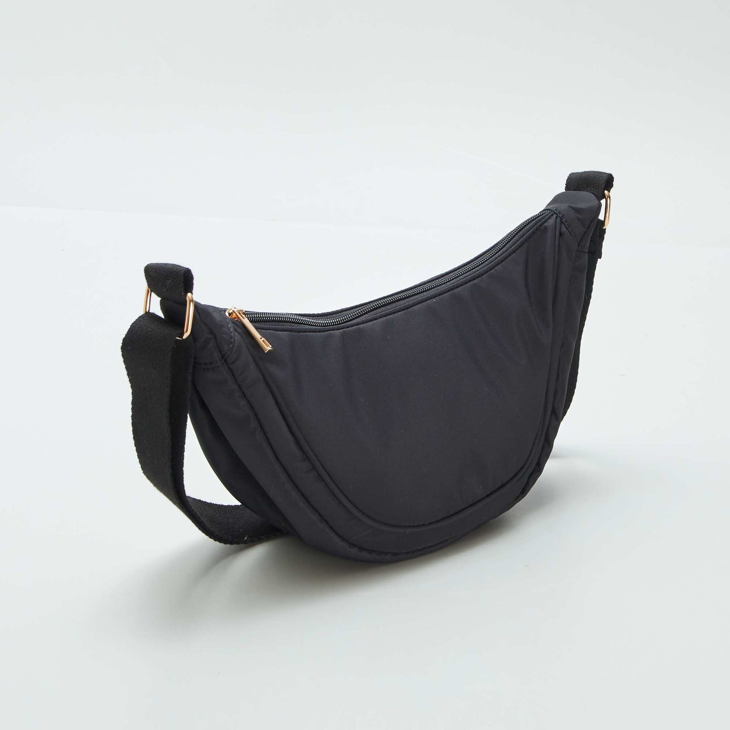 Nylon half-moon bag BLACK