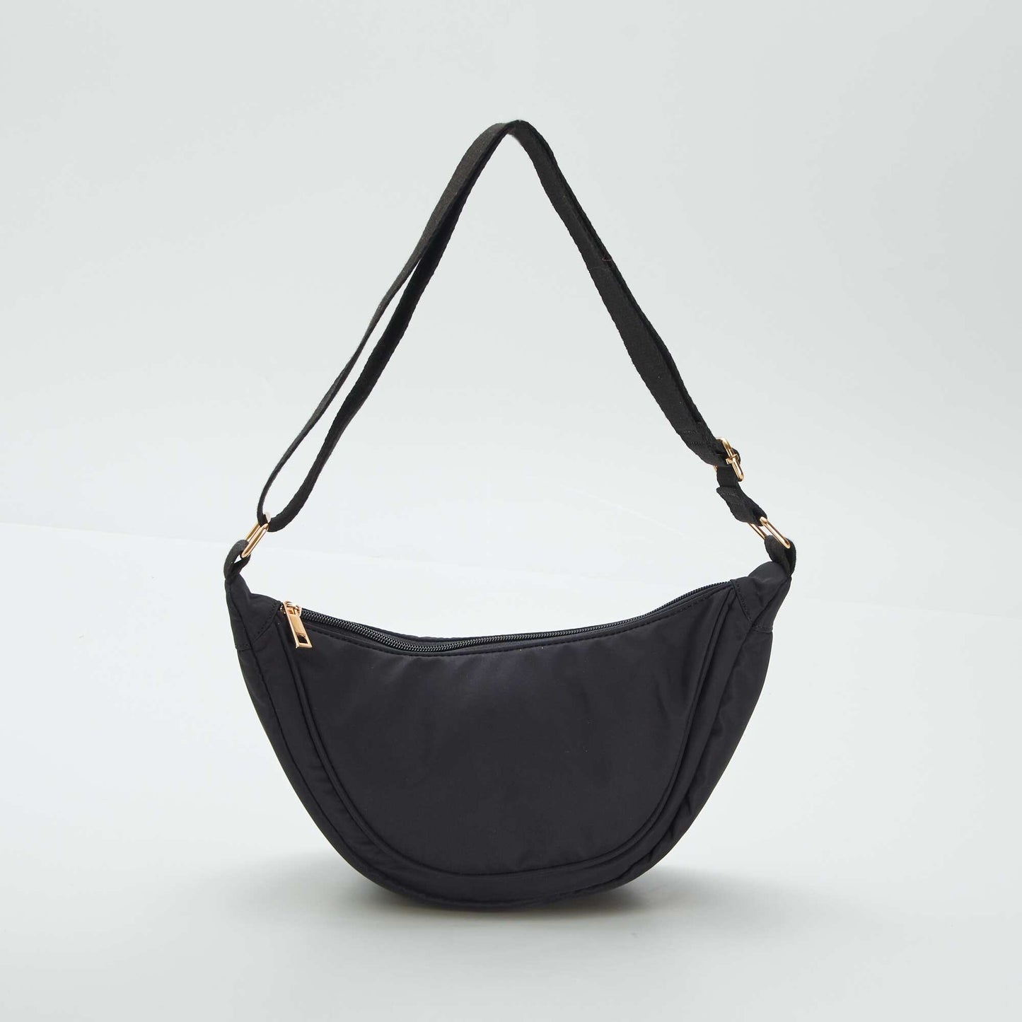 Nylon half-moon bag BLACK