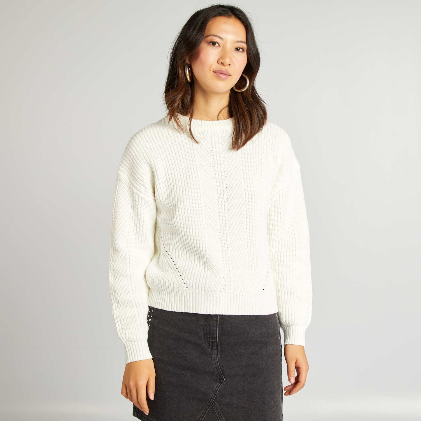 Chunky knit sweater WHITE