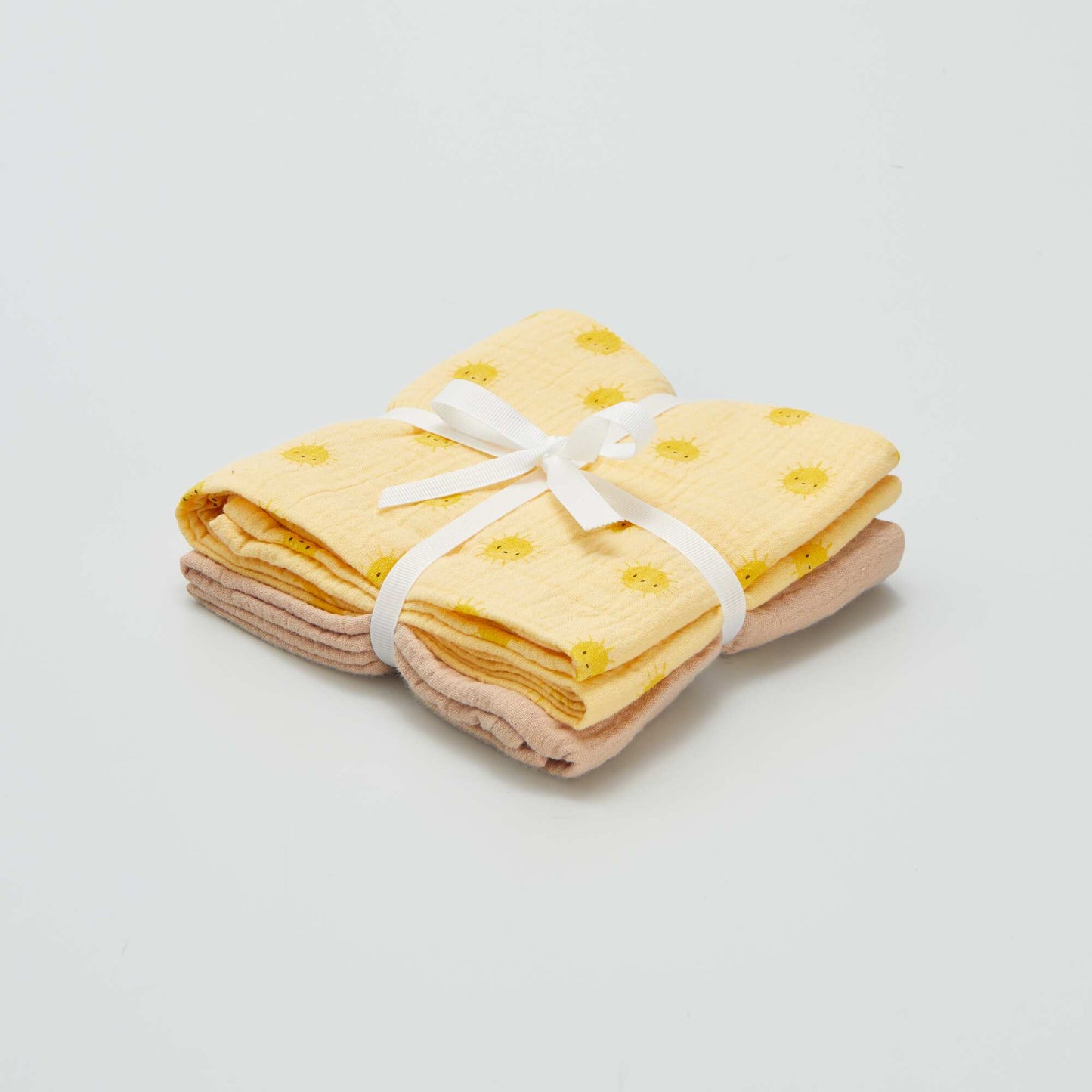 Pack of 2 cotton gauze squares YELLOW