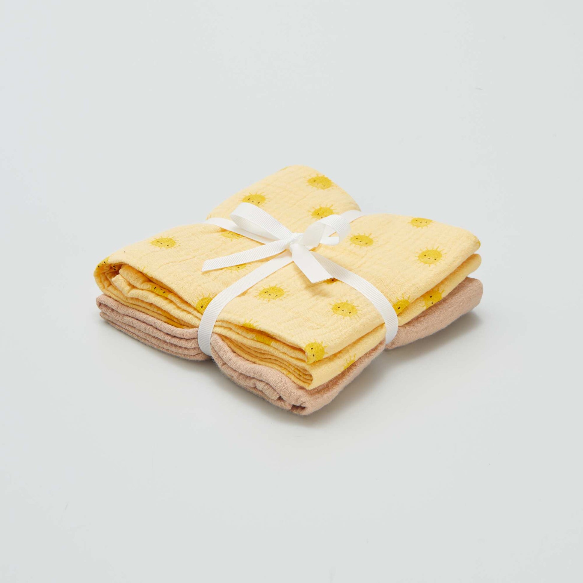 Pack of 2 cotton gauze squares YELLOW