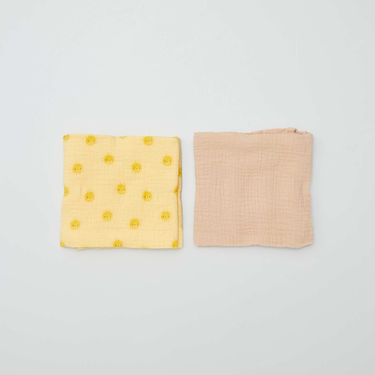 Pack of 2 cotton gauze squares YELLOW