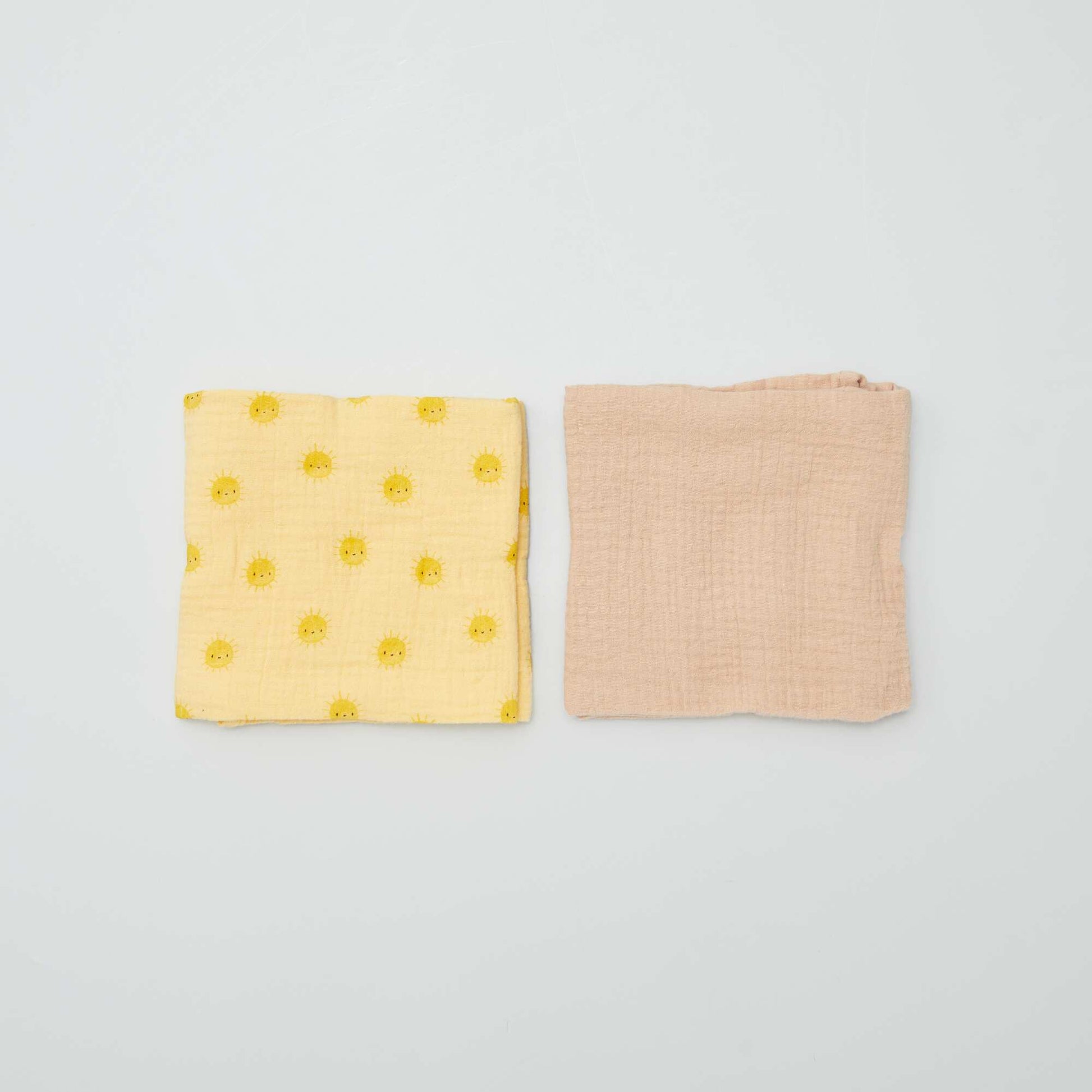 Pack of 2 cotton gauze squares YELLOW