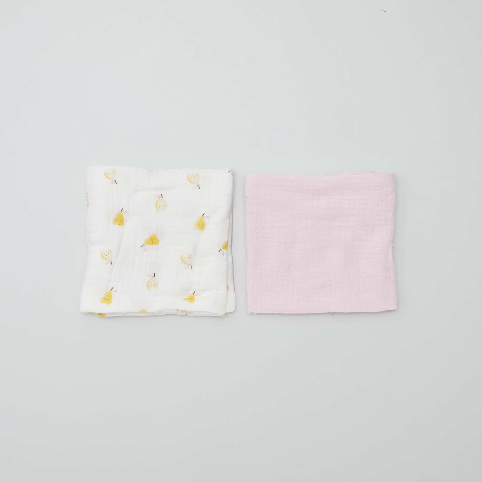Pack of 2 cotton gauze squares WHITE