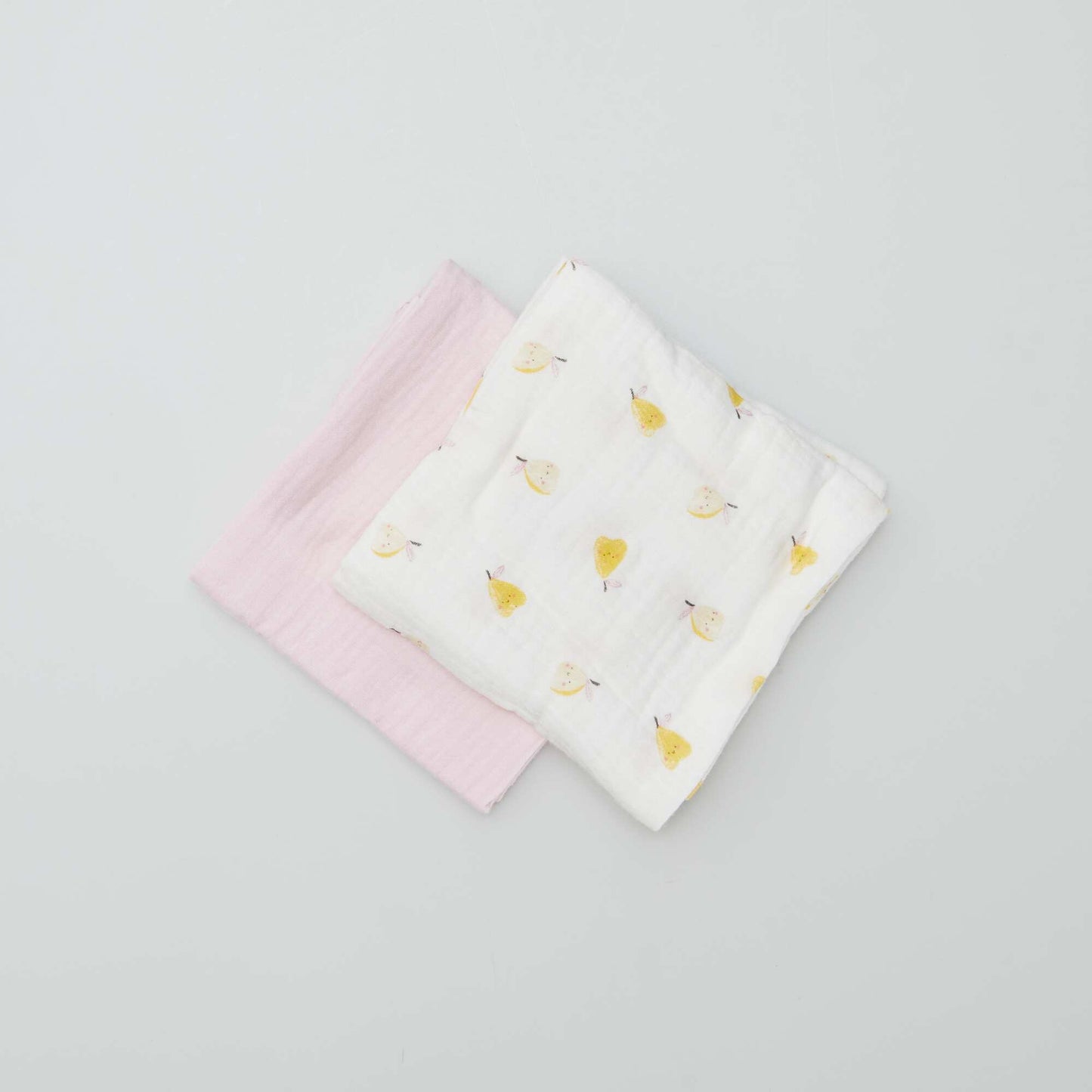 Pack of 2 cotton gauze squares WHITE