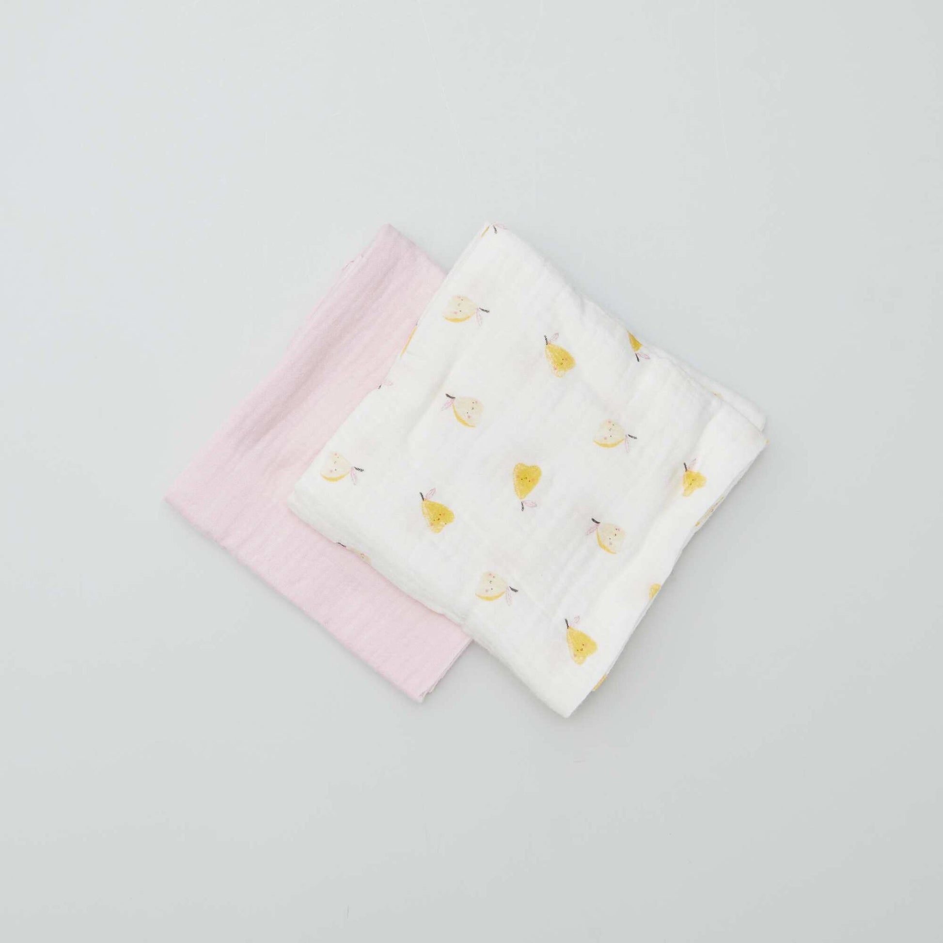 Pack of 2 cotton gauze squares WHITE