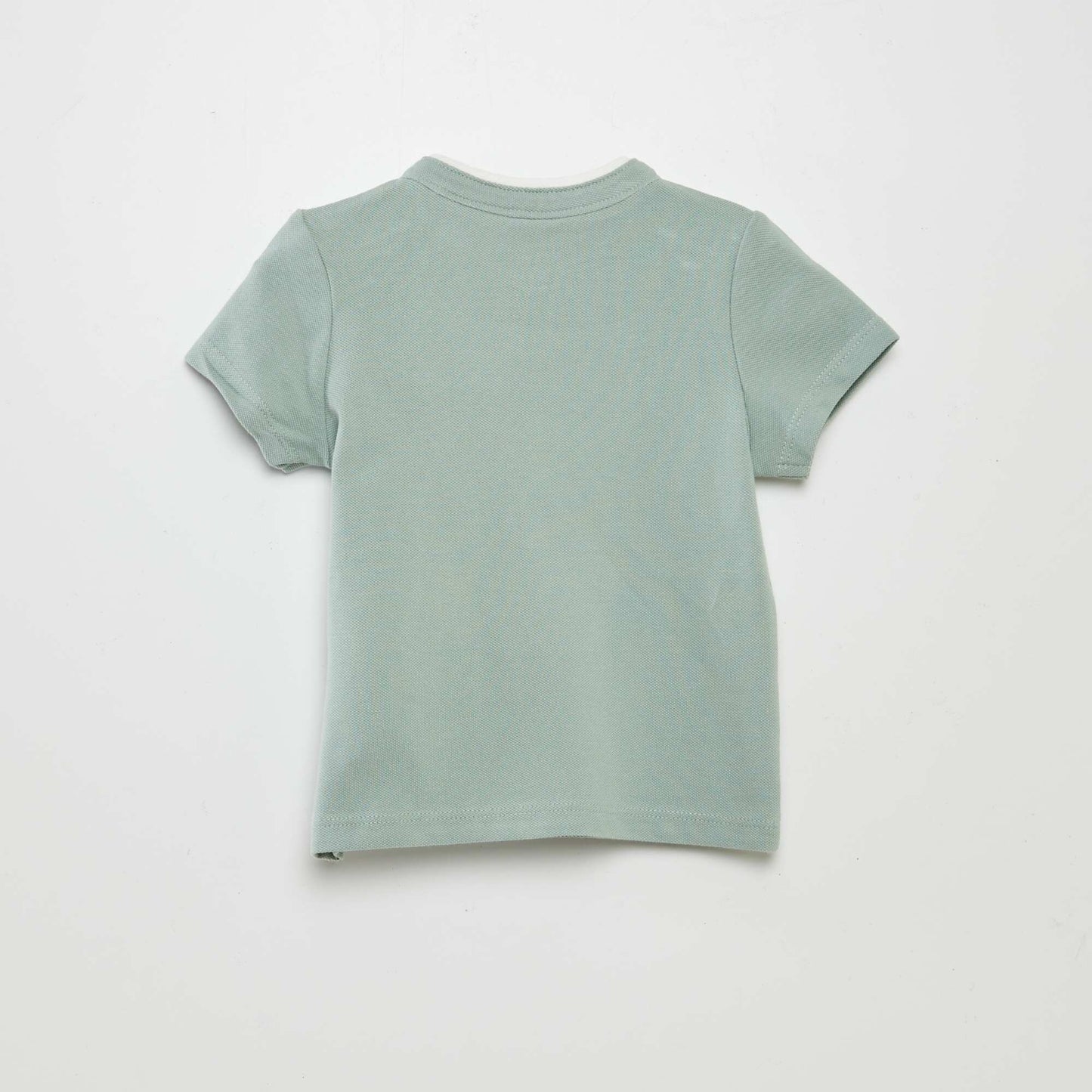 Cotton piqué polo shirt with mandarin collar GREEN