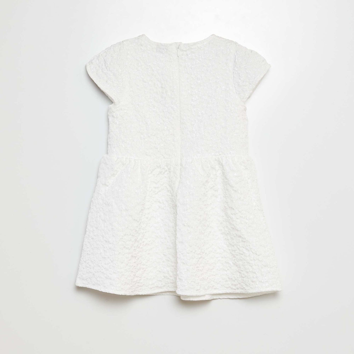 Chunky knit dress with embroidered flowers for special occasions WHITE