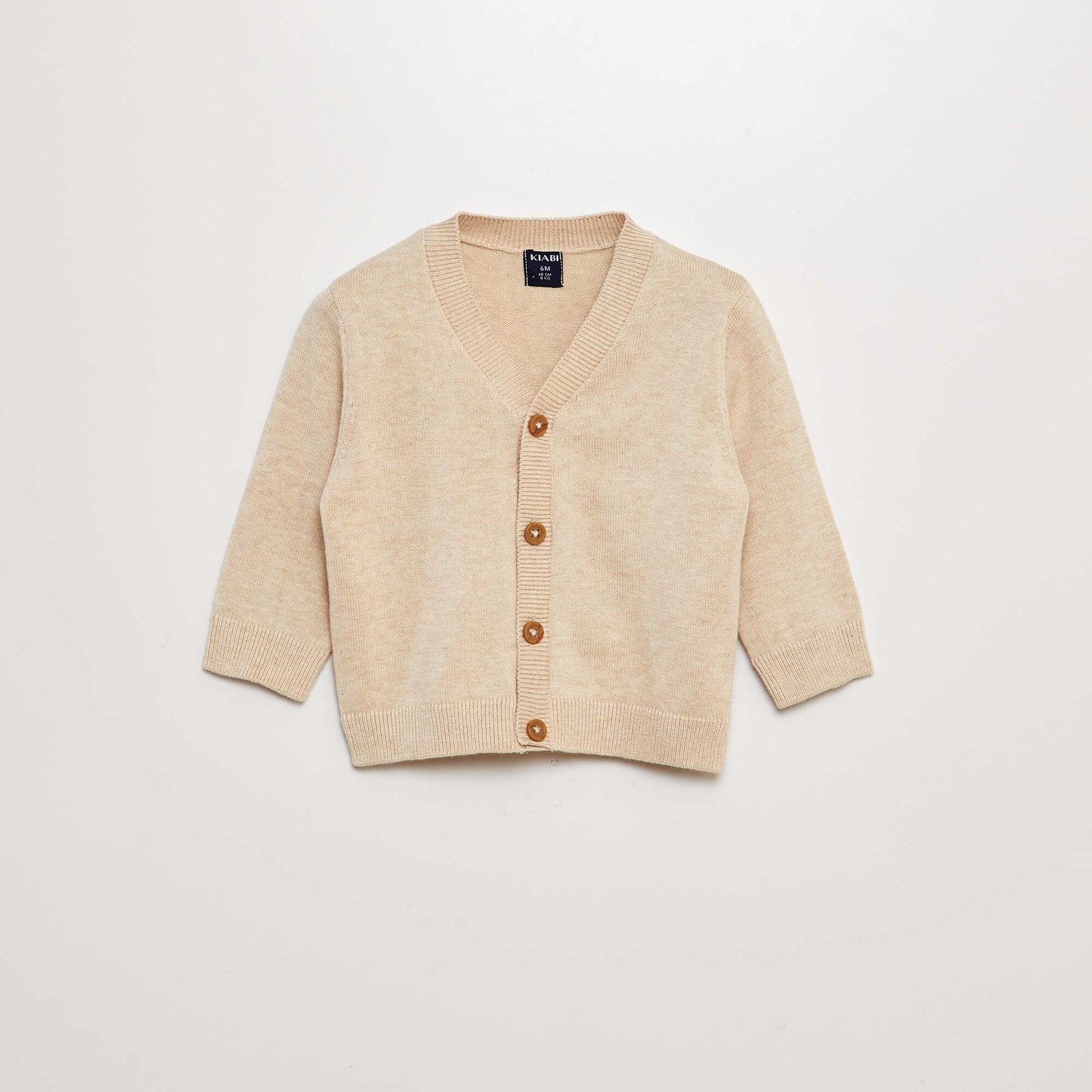 V-neck knitted cardigan BEIGE