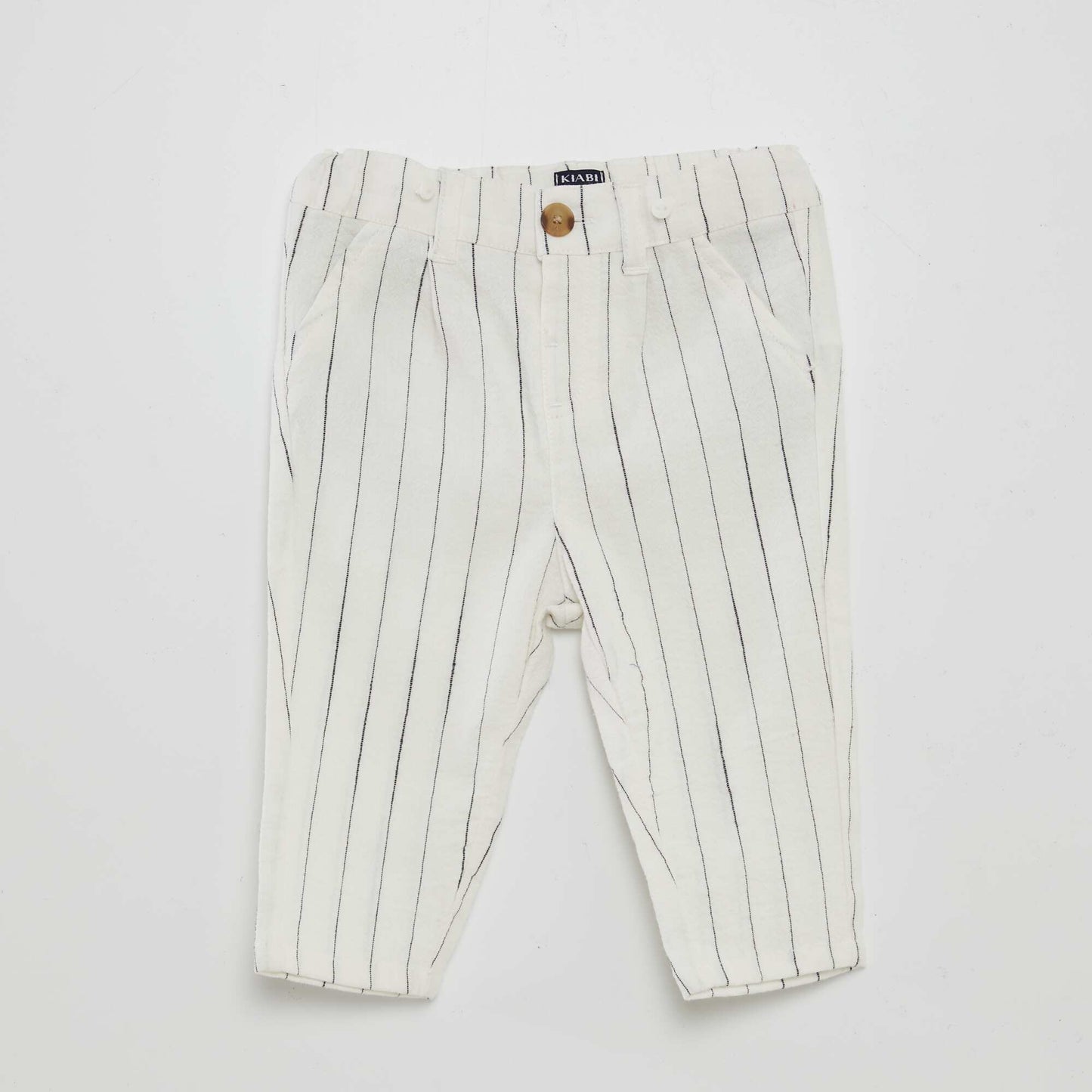 Striped trousers with adjustable and detachable braces WHITE