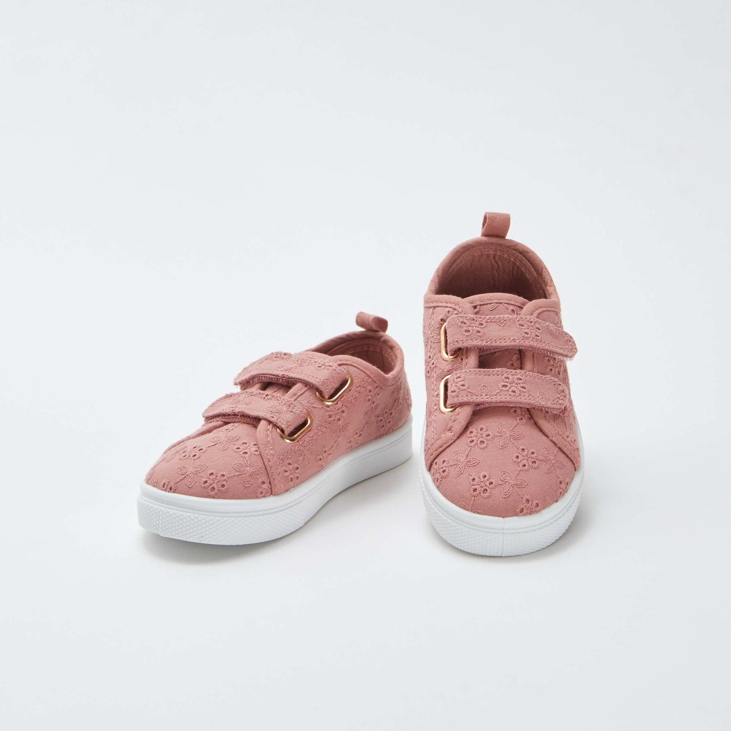 Velcro trainers with embroidery BEIGE