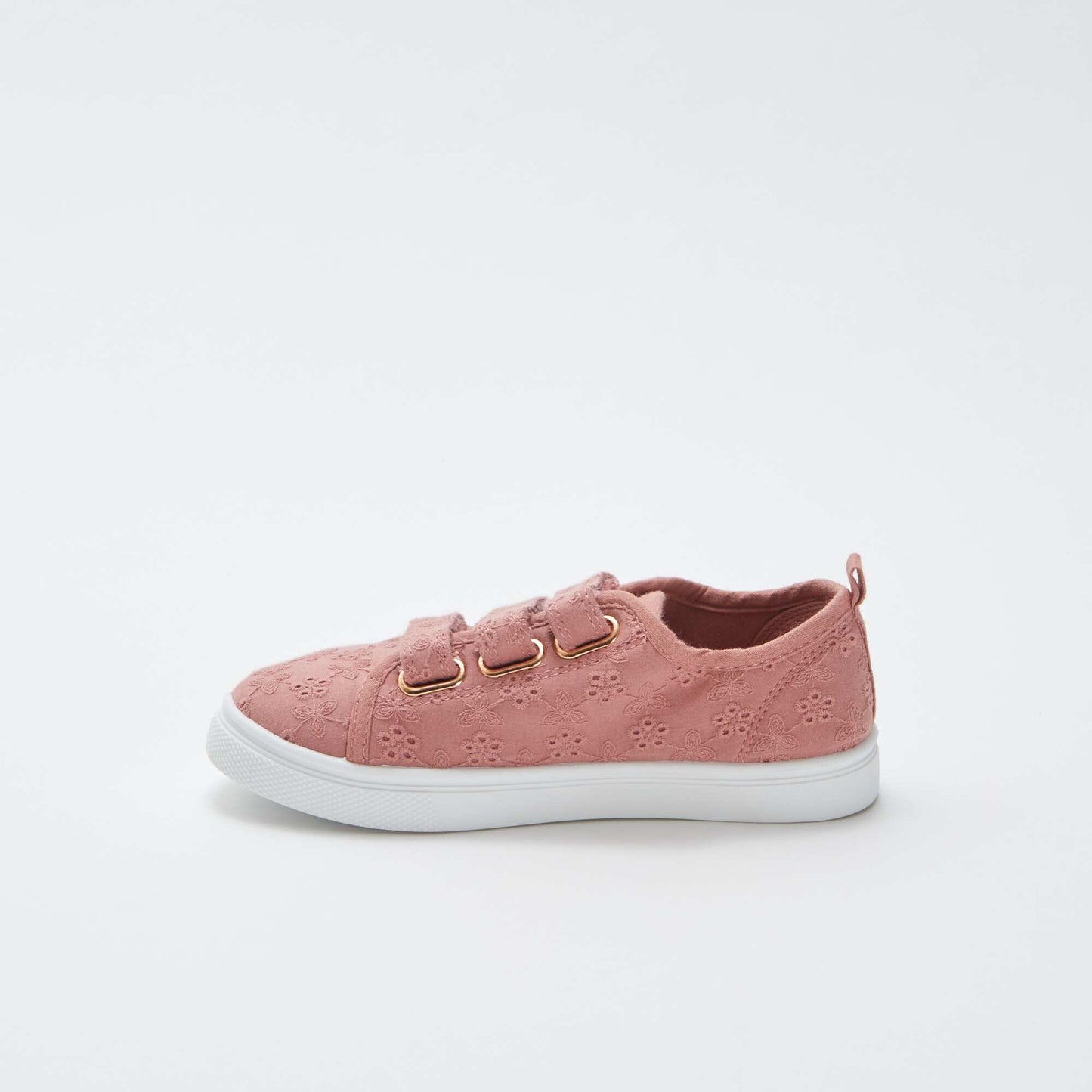 Velcro trainers with embroidery BEIGE