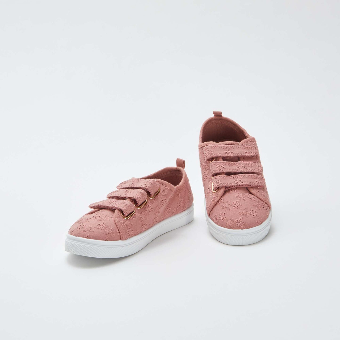 Velcro trainers with embroidery BEIGE