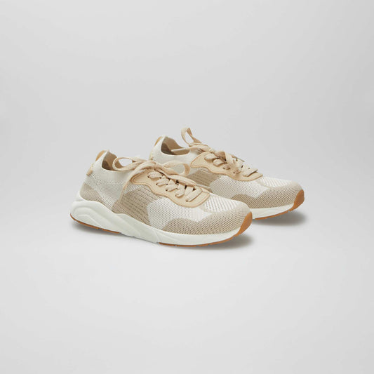 Two-tone mesh trainers BEIGE