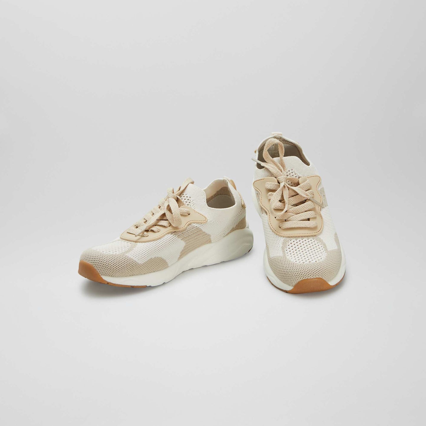 Two-tone mesh trainers BEIGE