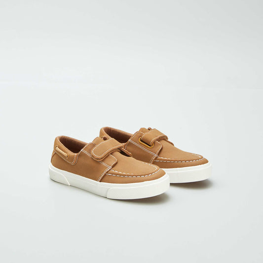 Hook and loop deck-style trainers BROWN