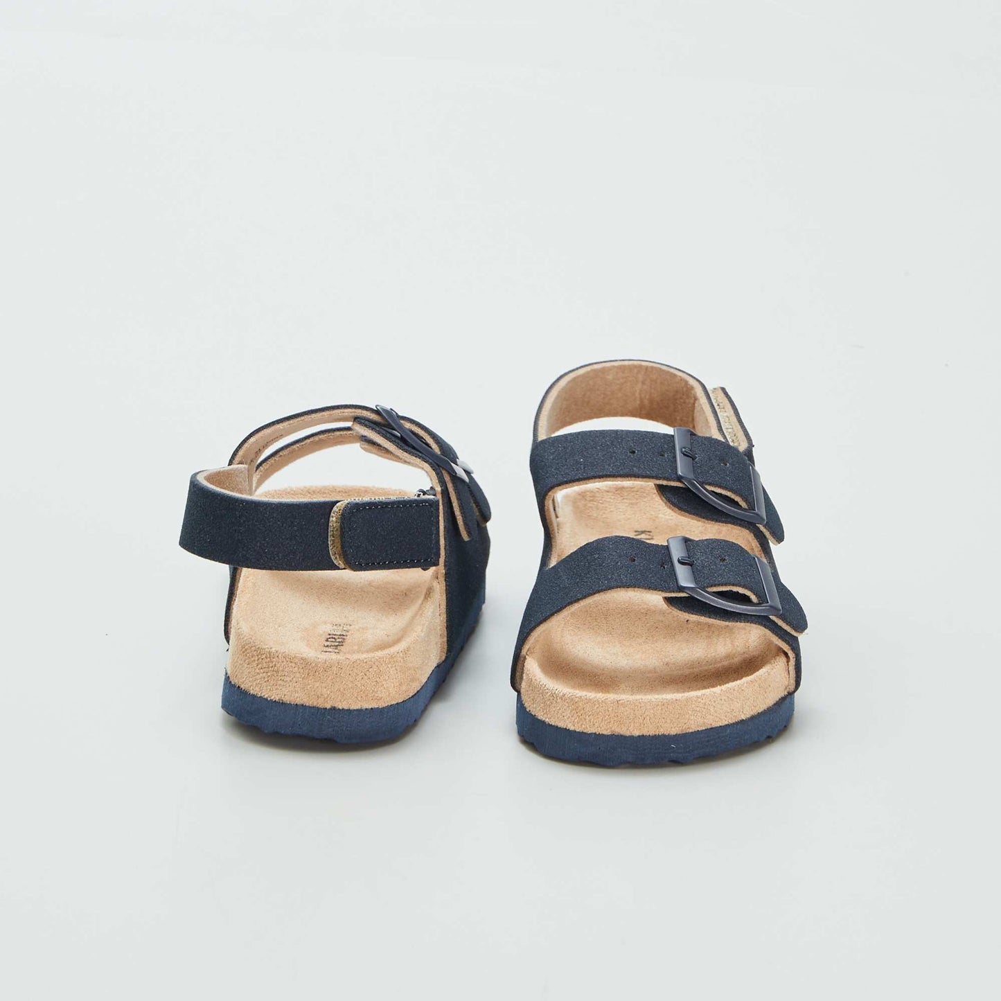 Adjustable suedette mules with hook-and-loop fastening BLUE