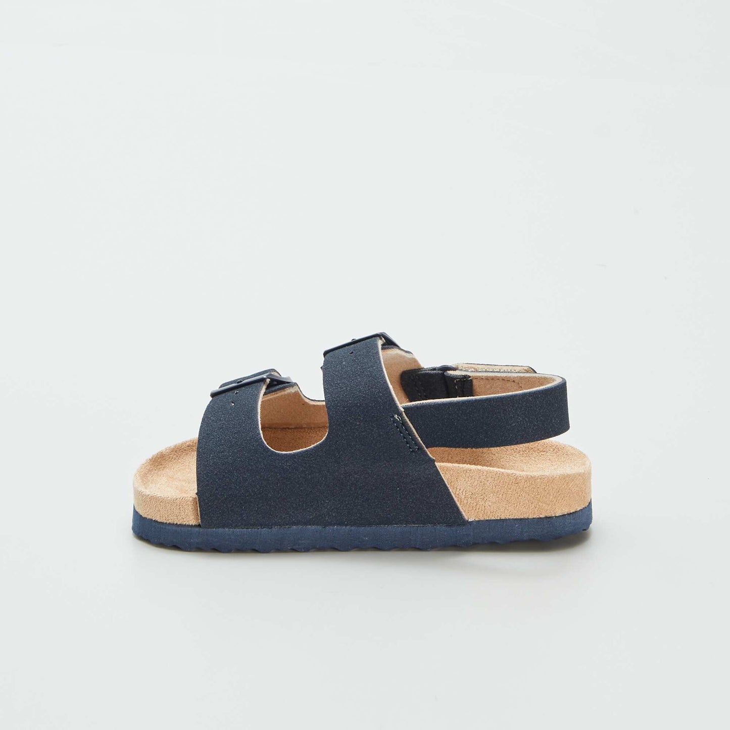 Adjustable suedette mules with hook-and-loop fastening BLUE