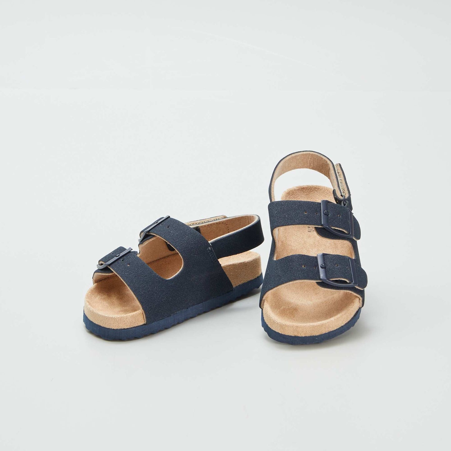 Adjustable suedette mules with hook-and-loop fastening BLUE