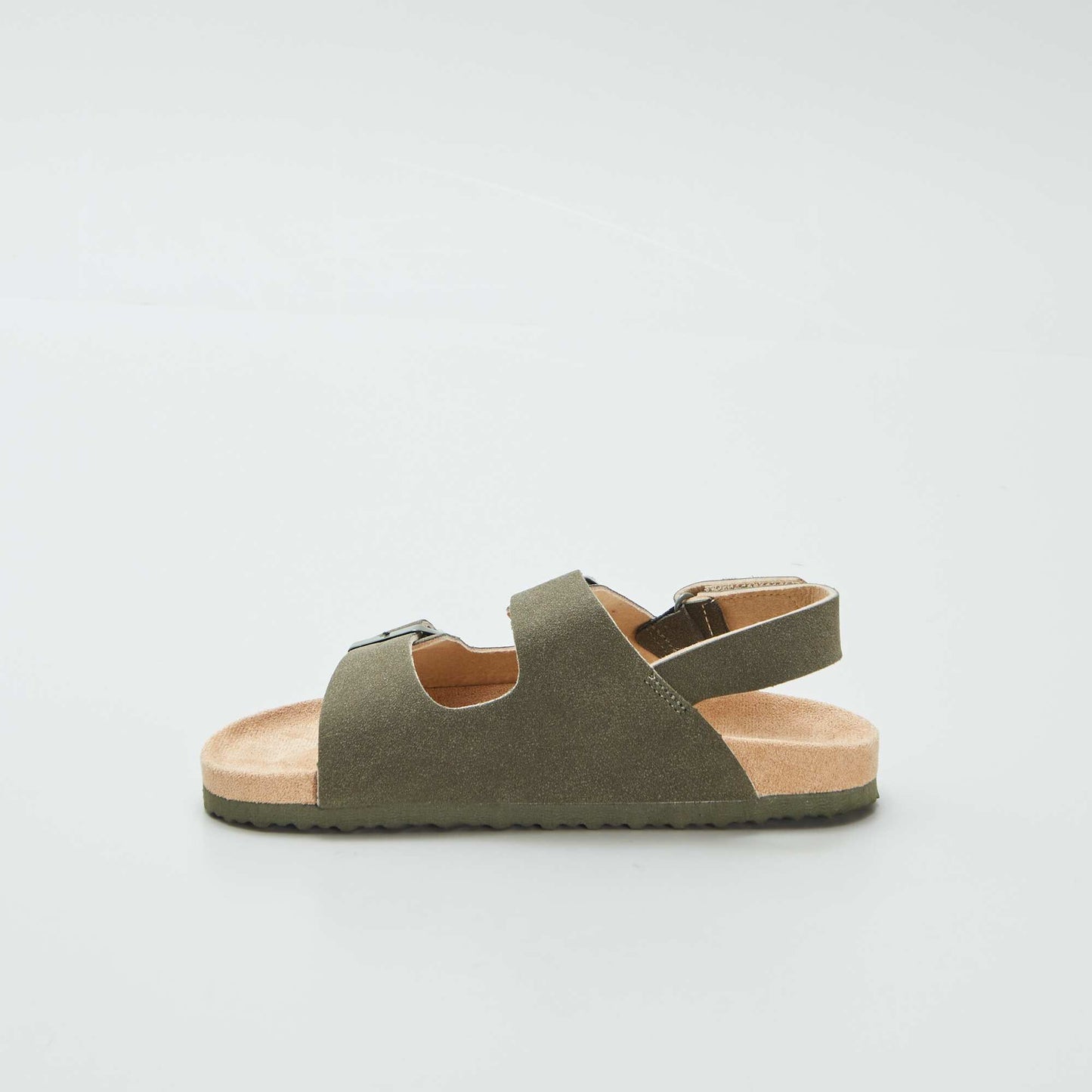 Suedette mules with hook-and-loop fastening KHAKI