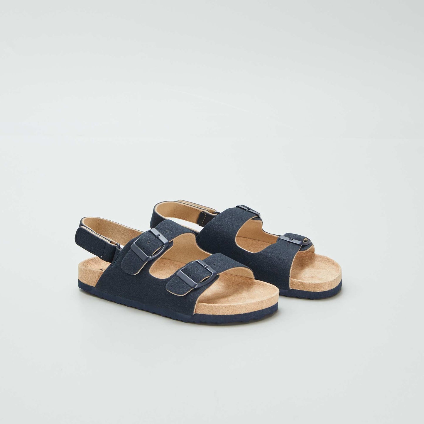 Suedette mules with hook-and-loop fastening BLUE