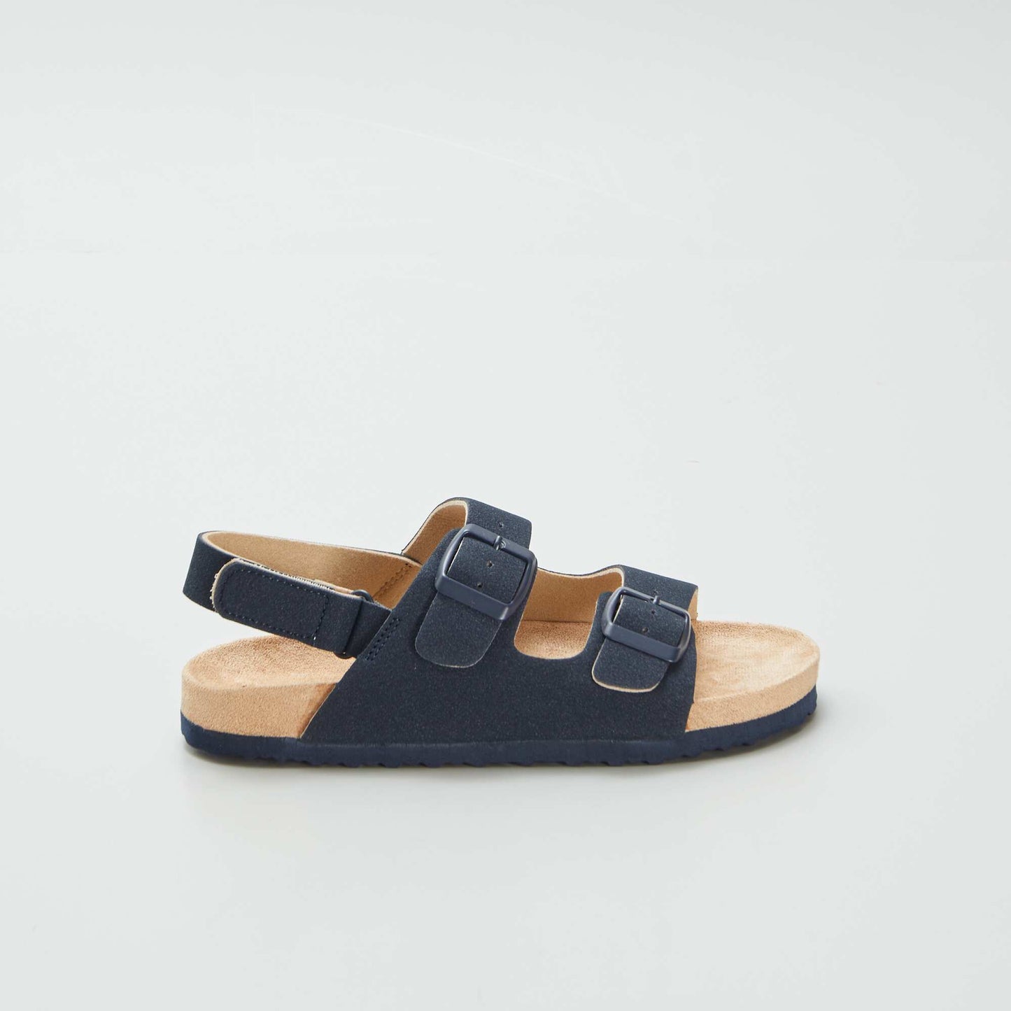 Suedette mules with hook-and-loop fastening BLUE