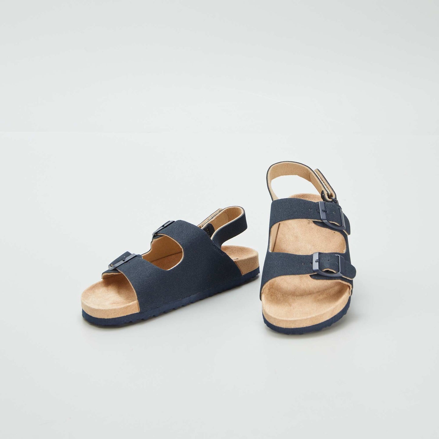 Suedette mules with hook-and-loop fastening BLUE