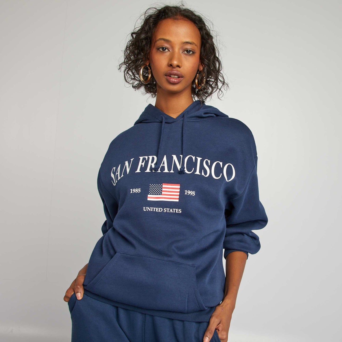 USA sweatshirt fabric hoodie BLUE