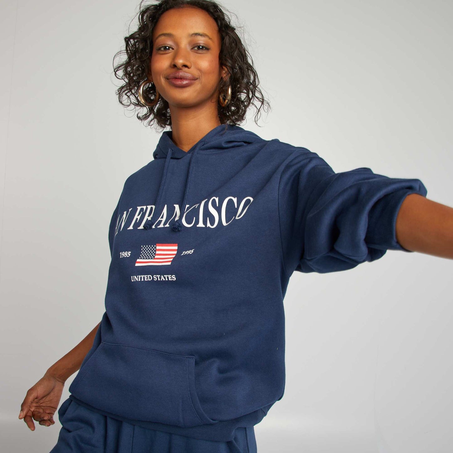 USA sweatshirt fabric hoodie BLUE