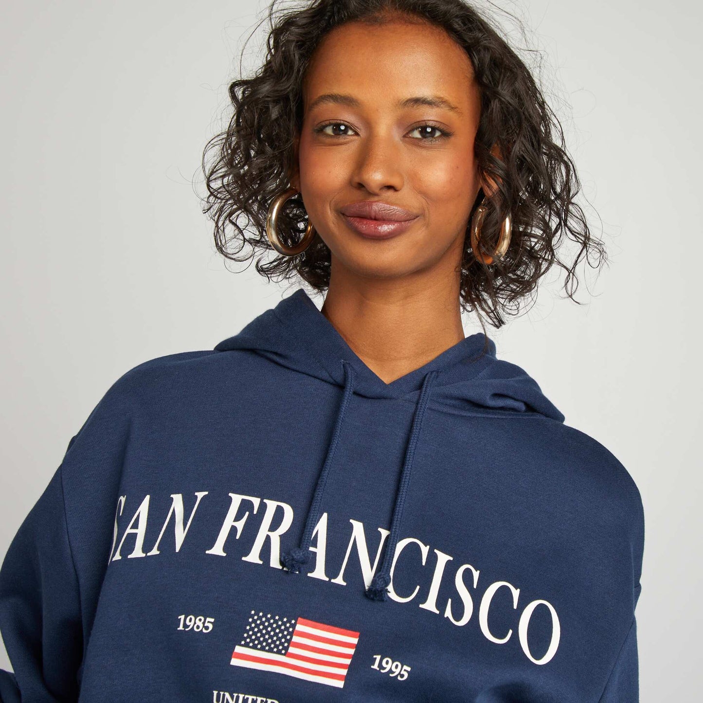 USA sweatshirt fabric hoodie BLUE