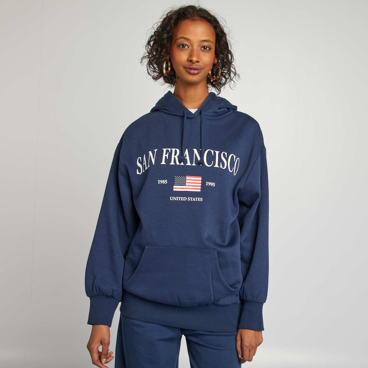 USA sweatshirt fabric hoodie BLUE