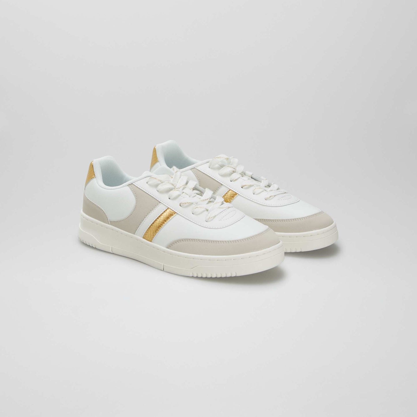 Low-top faux leather trainers WHITE