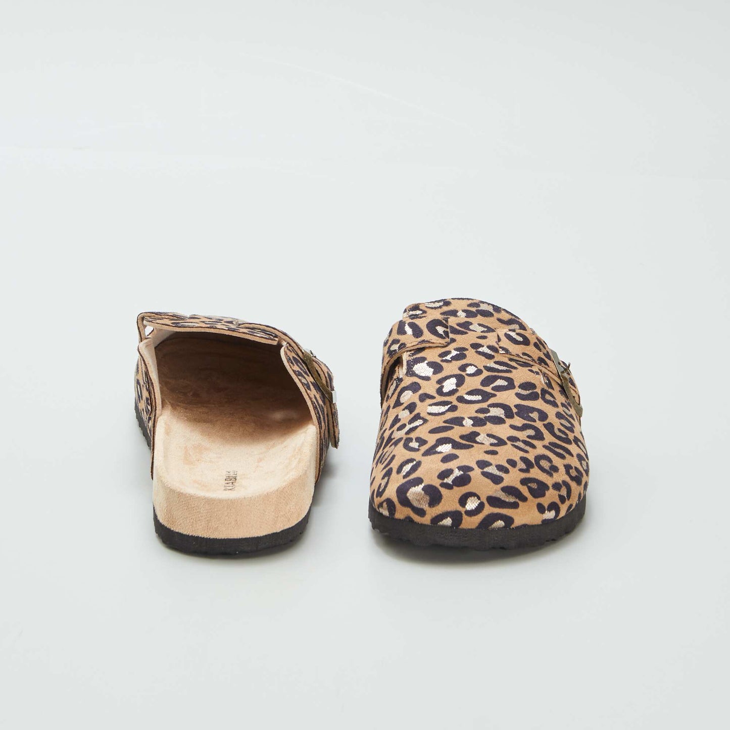 Leopard print suedette clogs BEIGE