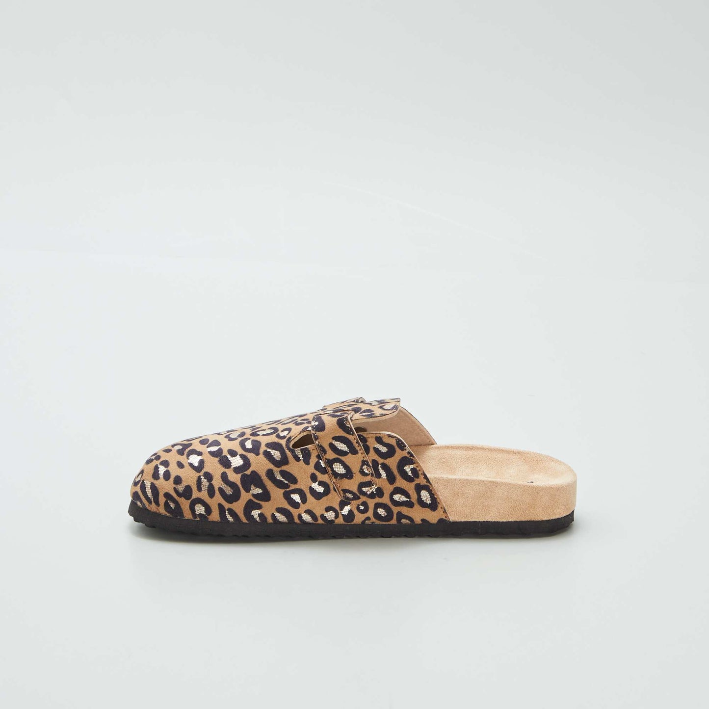 Leopard print suedette clogs BEIGE